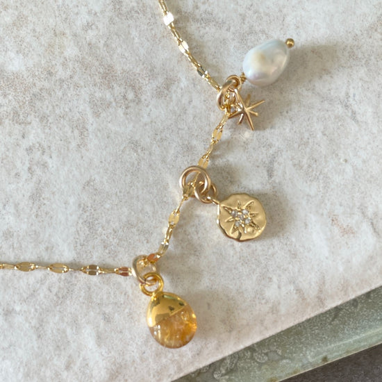 Citrine Charm Necklace | Success (Gold Plated)