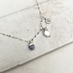 
            
                Load image into Gallery viewer, December Birthstone | Tanzanite Charm Necklace (Silver)
            
        