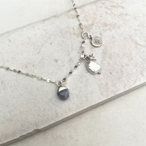 Create Your Own | Birthstone Charm Necklace - Tiny Tumbled (Silver)