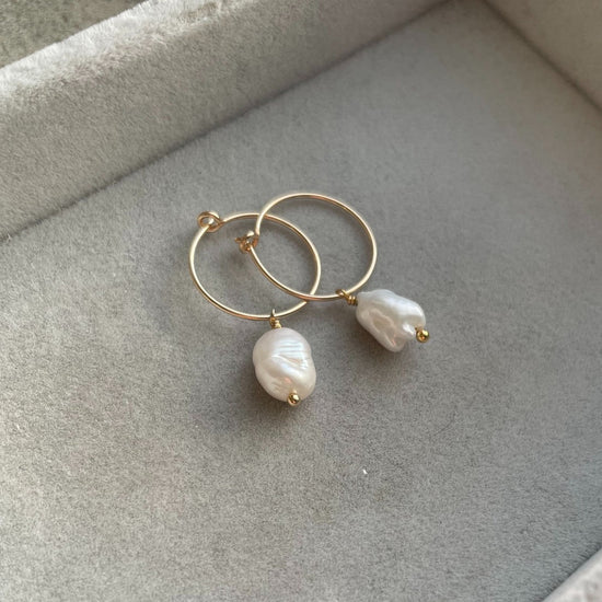 Imperfect Pearl Hoop Earrings | Calm (Gold Fill)