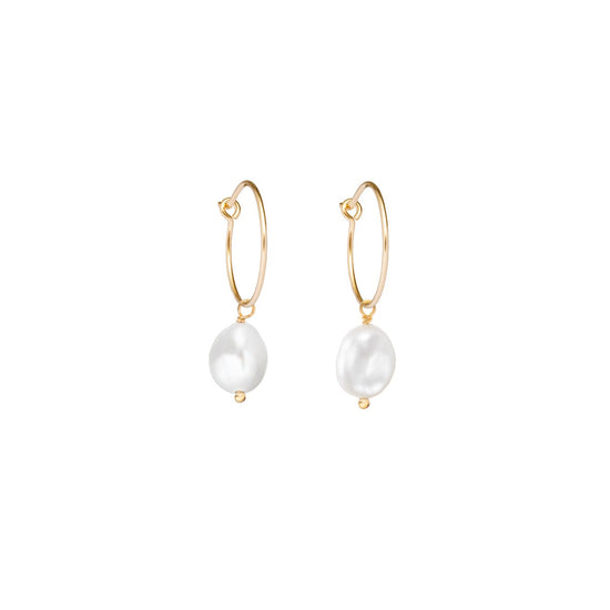Pearl Hoop Earrings | Calm (Gold)