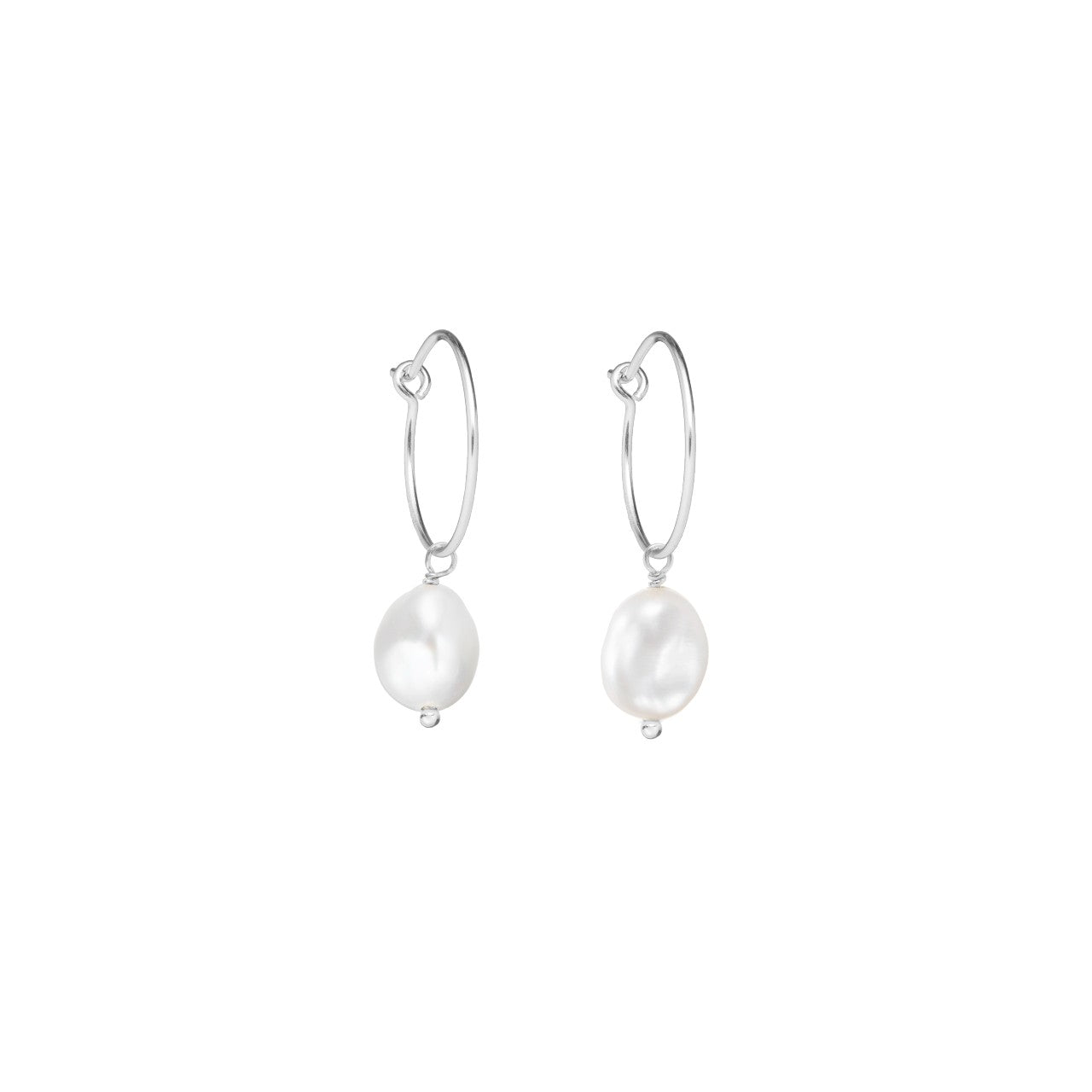 Pearl Hoop Earrings | Calm (Silver)