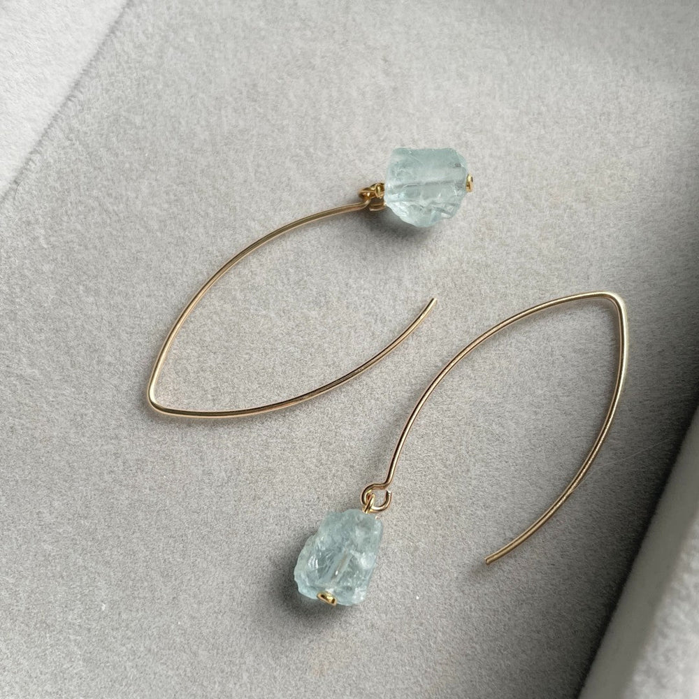 Aquamarine Threaded Dropper Earrings | Serenity (Gold)