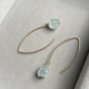 
            
                Load image into Gallery viewer, Aquamarine Threaded Dropper Earrings | Serenity (Gold)
            
        