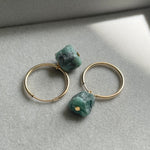 May Birthstone | Emerald Threaded Hoop Earrings (Gold)