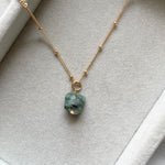 May Birthstone | Emerald Threaded Satellite Chain Necklace (Gold Plated)