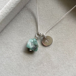 May Birthstone | Emerald Threaded Necklace (Silver)