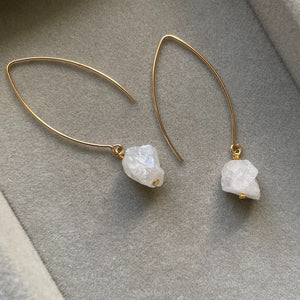 
            
                Load image into Gallery viewer, June Birthstone | Moonstone Threaded Dropper Earrings (Gold)
            
        