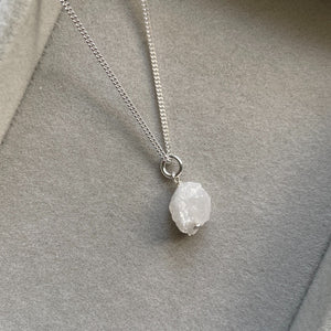 June Birthstone | Moonstone Threaded Necklace (Silver)