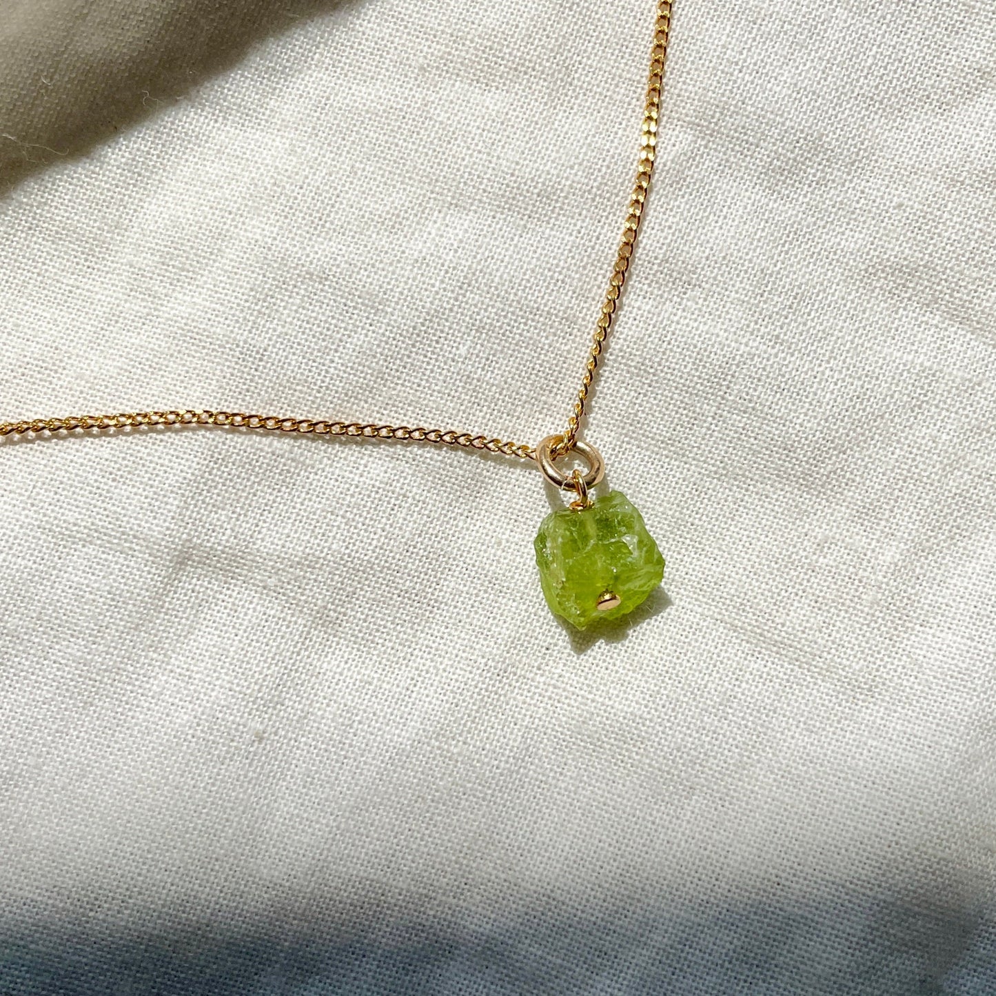 August Birthstone | Peridot Threaded Necklace (Gold Plated)