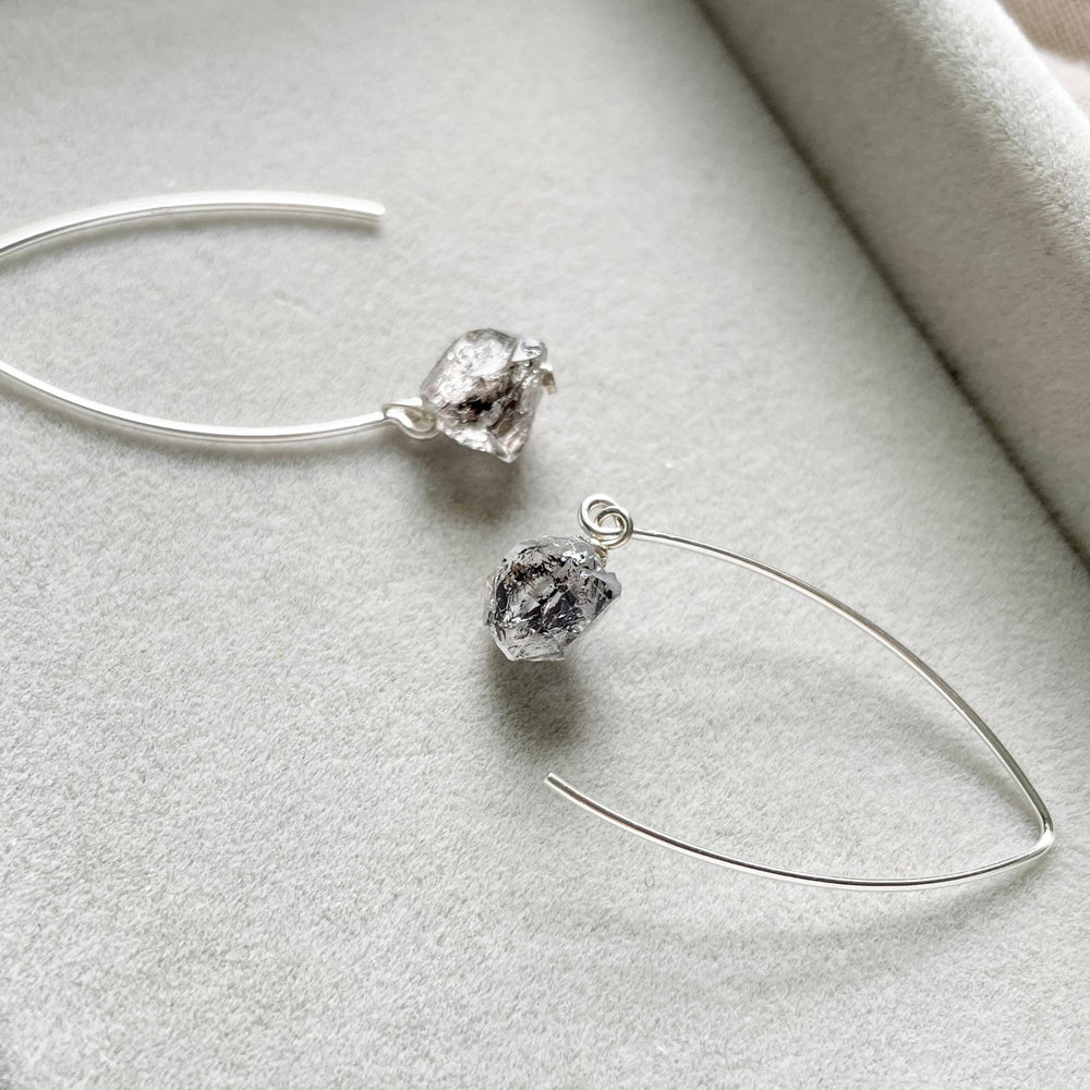 
            
                Load image into Gallery viewer, April Birthstone | Herkimer Diamond Threaded Dropper Earrings (Silver)
            
        