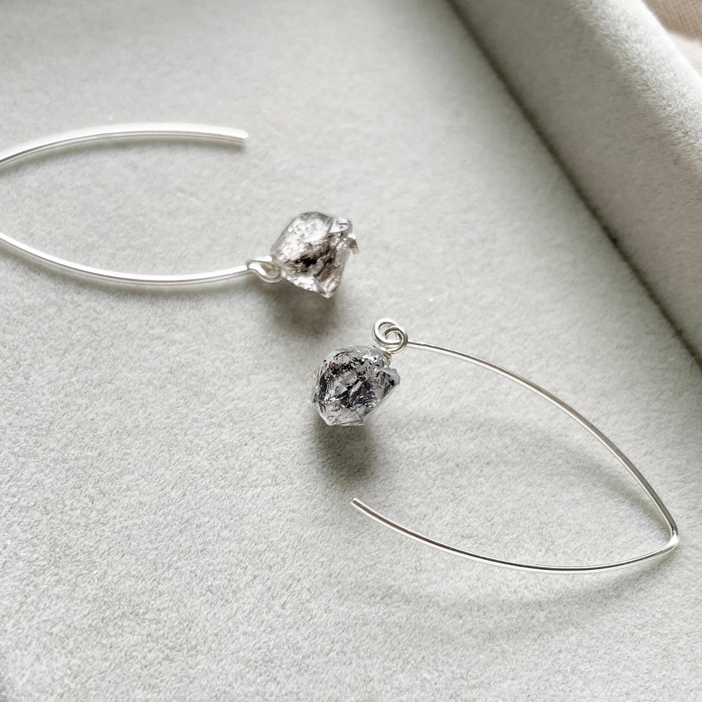 Herkimer Diamond Threaded Dropper Earrings | Strength (Sterling Silver)