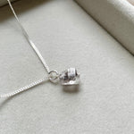 April Birthstone | Herkimer Diamond Threaded Necklace (Silver)