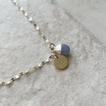 December Birthstone | Tanzanite Tiny Tumbled Vintage Chain Necklace (Silver)