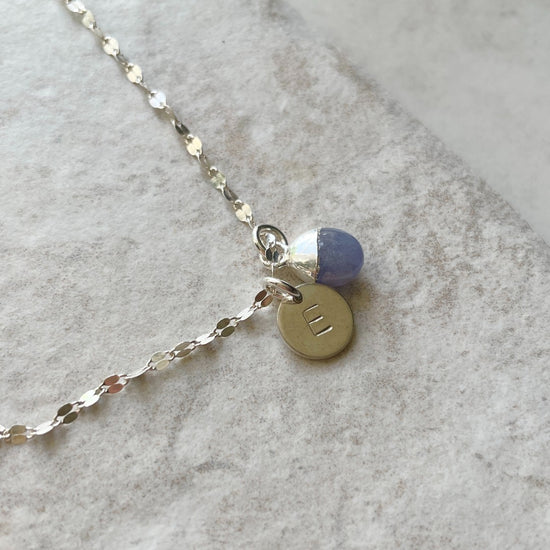 Load image into Gallery viewer, December Birthstone | Tanzanite Tiny Tumbled Vintage Chain Necklace (Silver)
