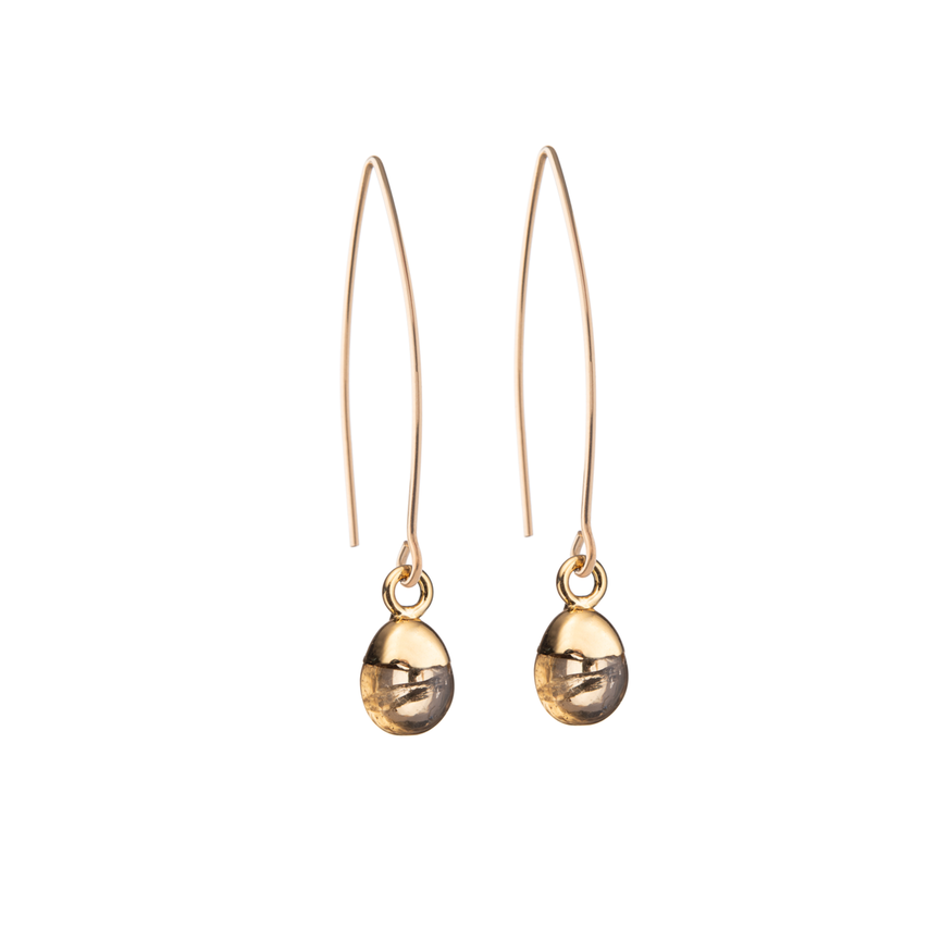 Tiny Tumbled Gemstone Dropper Earrings - Citrine (Success & Creativity) - Decadorn