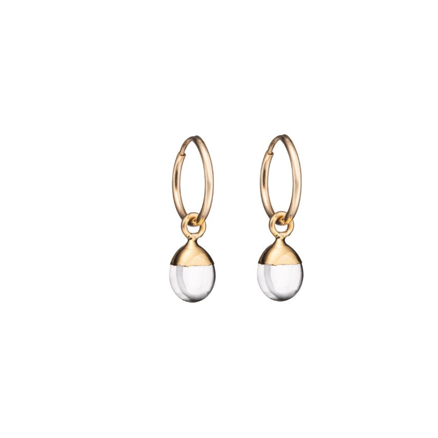 Quartz Tiny Tumbled Hoop Earrings Healing