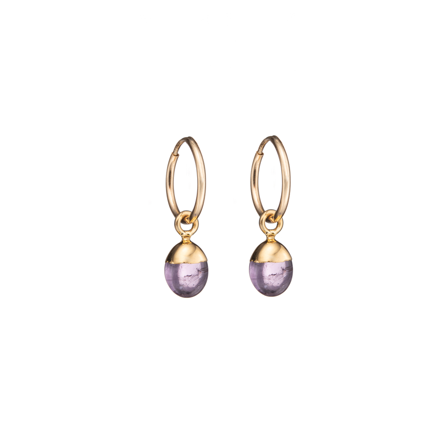 Amethyst Tiny Tumbled Hoop Earrings Calming