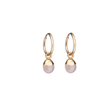 Tiny Tumbled Gemstone Hoop Earrings - Rose Quartz (Love) - Decadorn