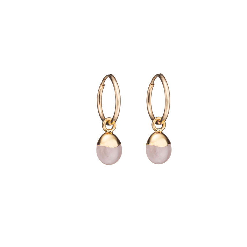 Quartz Tiny Tumbled Hoop Earrings Love