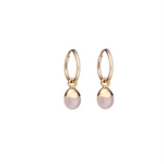 Tiny Tumbled Gemstone Hoop Earrings - Rose Quartz (Love) - Decadorn