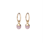 Tiny Tumbled Gemstone Hoop Earrings - Pink Opal (Hope and Love) - Decadorn