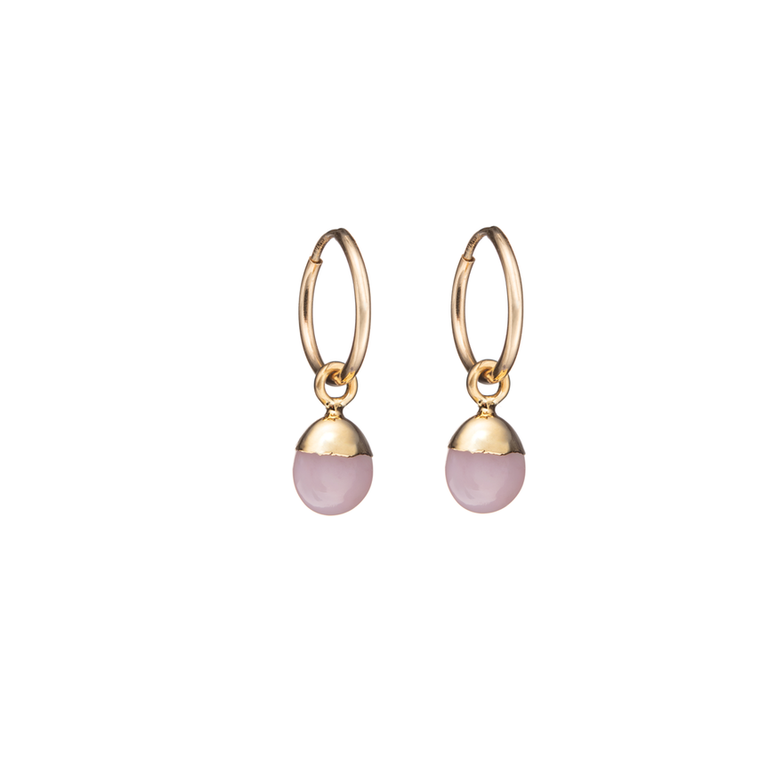 Pink Opal Tiny Hoop Earrings | Love & Hope (Gold)