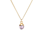 February Birthstone, Amethyst Necklace, Tiny Tumbled, Gold | Decadorn