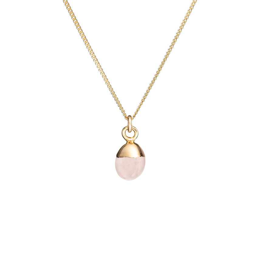 Load image into Gallery viewer, Tiny Tumbled Gemstone Necklace - Rose Quartz (Love) - Decadorn
