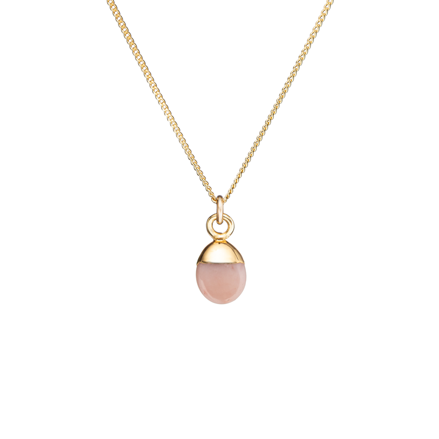 October Birthstone | Pink Opal Necklace | Gold | Tiny Tumbled | Decadorn