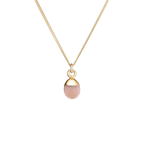 Load image into Gallery viewer, Pink Opal Tiny Tumbled Necklace |Love &amp;amp; Hope (Gold)
