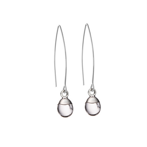 
            
                Load image into Gallery viewer, Tiny Tumbled Gemstone Dropper Earrings - Silver - Quartz (Healing) - Decadorn
            
        