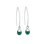 Tiny Tumbled Gemstone Dropper Earrings - Silver - Green Agate (Protection) - Decadorn