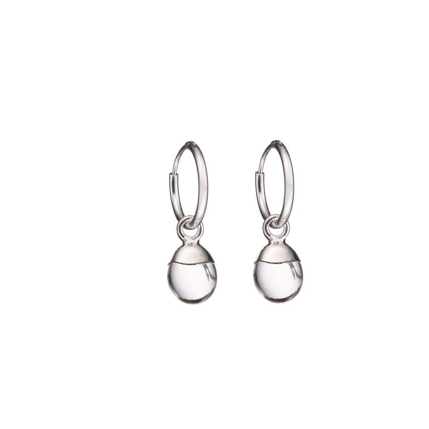 Quartz Tiny Tumbled Hoop Earrings | Healing (Silver) ) | Decadorn