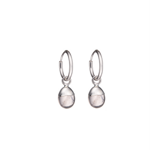 
            
                Load image into Gallery viewer, Tiny Tumbled Gemstone Hoop Earrings - Silver - Rose Quartz (Love) - Decadorn
            
        