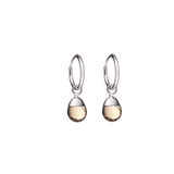 Tiny Tumbled Gemstone Hoop Earrings - Silver - Citrine (Success & Creativity) - Decadorn