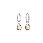 Tiny Tumbled Gemstone Hoop Earrings - Silver - Citrine (Success & Creativity) - Decadorn