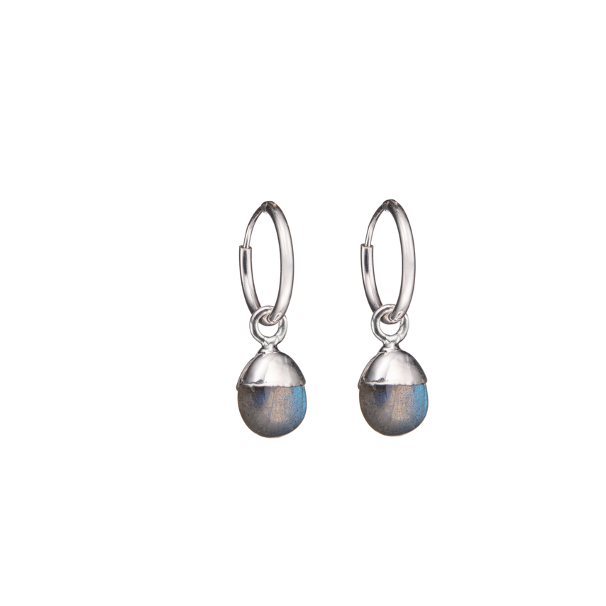 Labradorite Tiny Tumbled Hoop Earrings Adventure