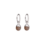 Tiny Tumbled Gemstone Hoop Earrings - Silver - Chocolate Moonstone (New Beginnings) - Decadorn