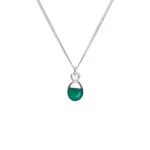 Tiny Tumbled Gemstone Necklace - Silver - Green Agate (Protection) - Decadorn