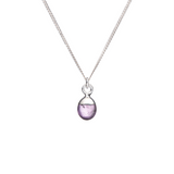 February Birthstone, Amethyst Necklace, Tiny Tumbled, Silver | Decadorn