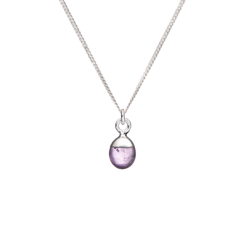 Load image into Gallery viewer, February Birthstone, Amethyst Necklace, Tiny Tumbled, Silver | Decadorn
