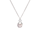 Tiny Tumbled Gemstone Necklace - Silver - Rose Quartz (Love) - Decadorn
