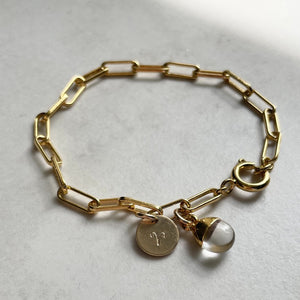 Quartz Tiny Tumbled Chunky Chain Bracelet | Calming (Gold Plated)