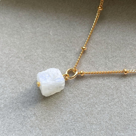 June Birthstone | Moonstone Threaded Satellite Chain Necklace (Gold | Silver)