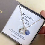December Birthstone | Tanzanite Moon Charm Necklace (Silver)