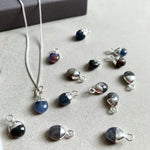 Tiny Tumbled Gemstone Necklace - Silver - SEPTEMBER, Sapphire - Decadorn