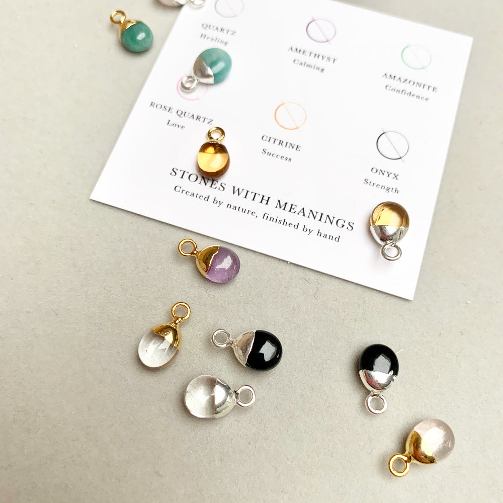Tiny Tumbled Gemstone Dropper Earrings - Amazonite (Confidence) - Decadorn