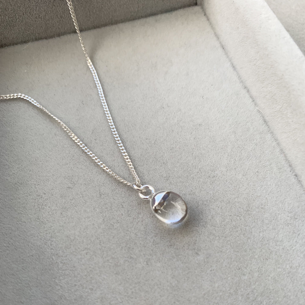 Tiny Tumbled Gemstone Necklace - Silver - Quartz (Healing) - Decadorn