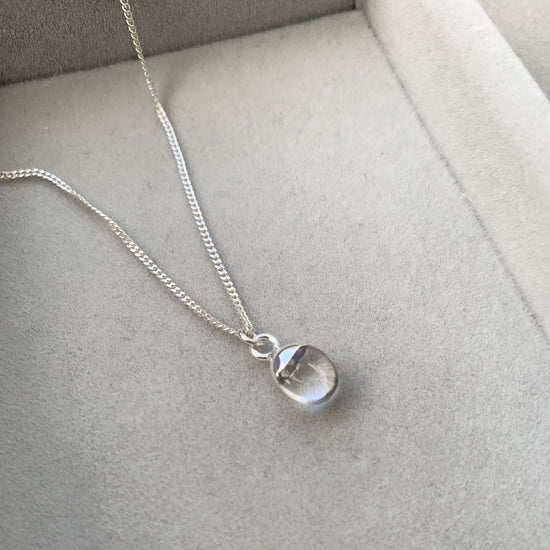 Tiny Tumbled Gemstone Necklace - Silver - Quartz (Healing) - Decadorn